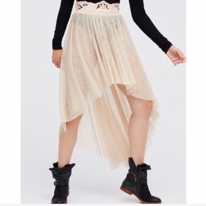Free People High Low Tulle Skirt Cream Small